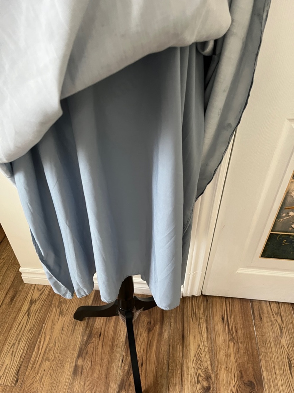 Boho Light Blue Tie-Dye Maxi Dress with Adjustable Neck - Picture 9 of 11